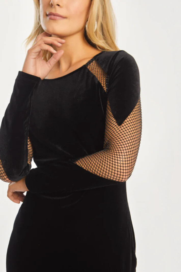Caballero Jana Black Mesh Paneled Dress