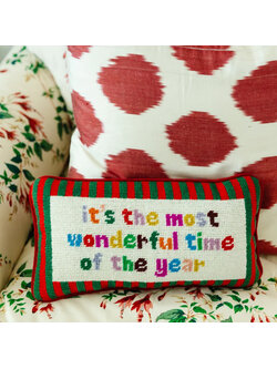 Furbish Studio Most Wonderful Time Needlepoint Pillow