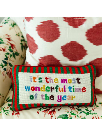 Furbish Studio Most Wonderful Time Needlepoint Pillow