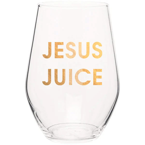 Chez Gagne Jesus Juice Stemless Wine Glass