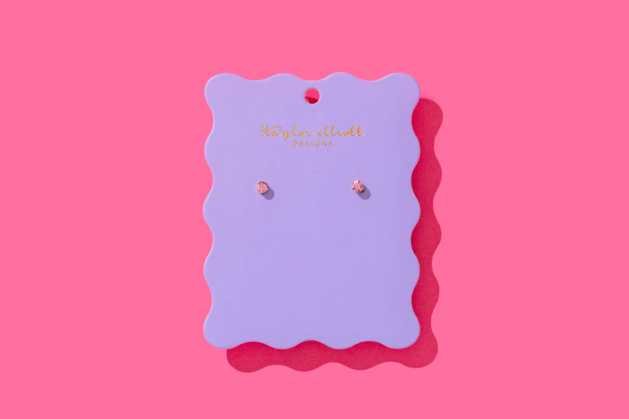 Taylor Elliott Designs Ella-Round Pink Gems Stud Earrings