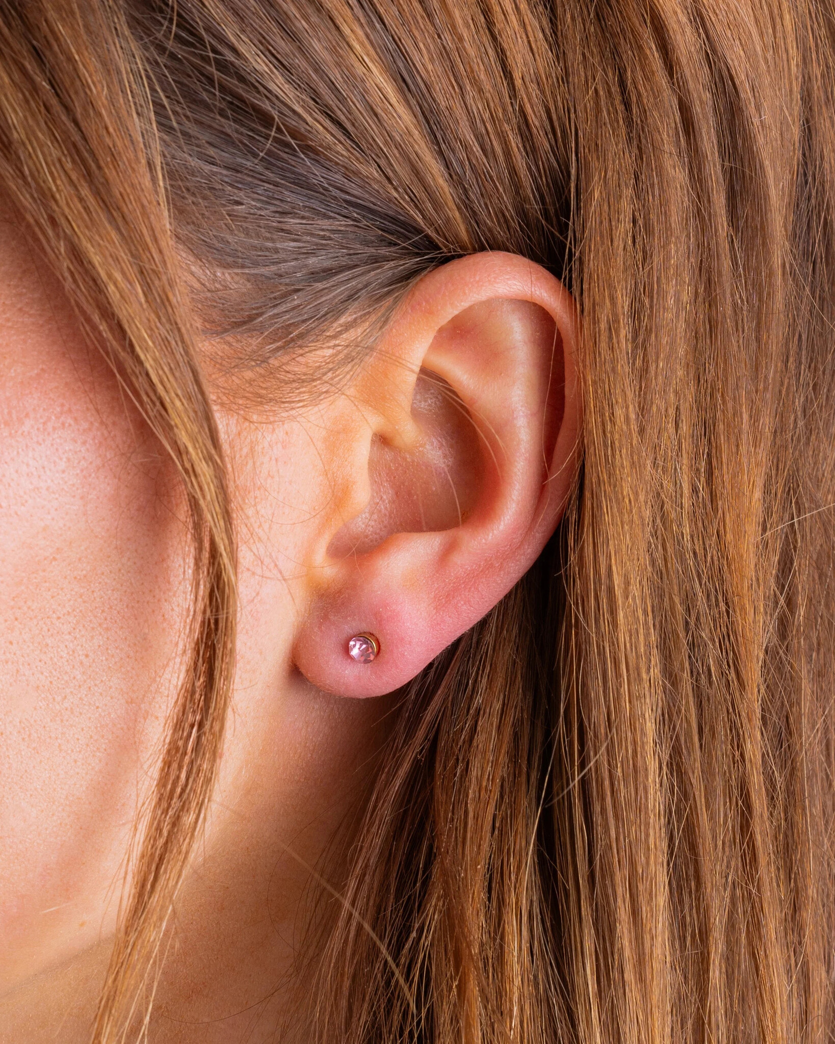 Taylor Elliott Designs Ella-Round Pink Gems Stud Earrings