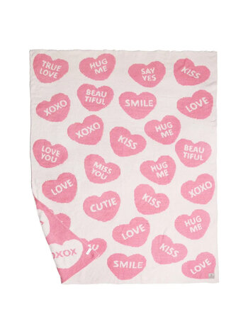 Heart Patterened Reversible Throw Blanket