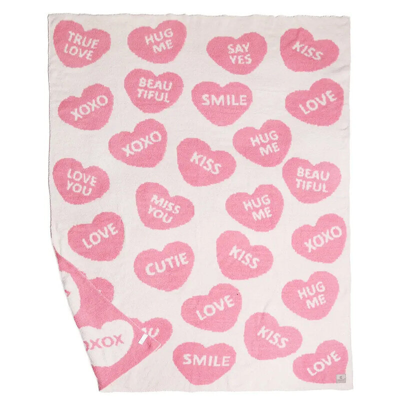 Heart Patterened Reversible Throw Blanket