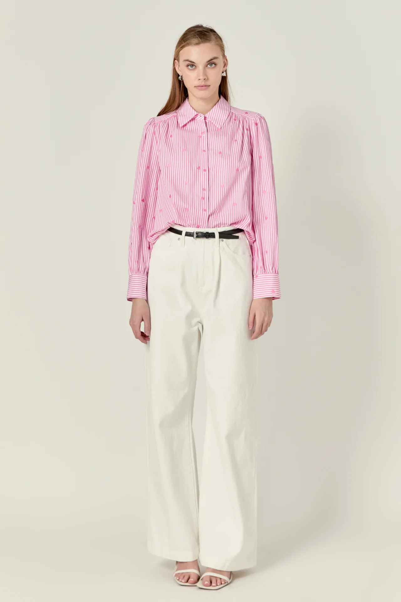 English Factory Heart Embroidery Stripe Shirt