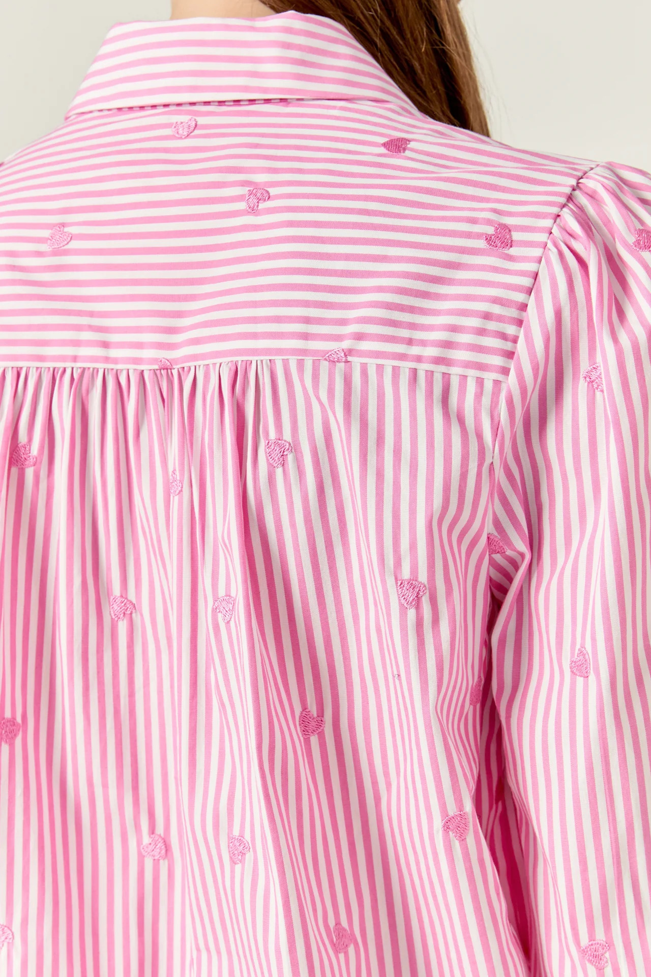 English Factory Heart Embroidery Stripe Shirt