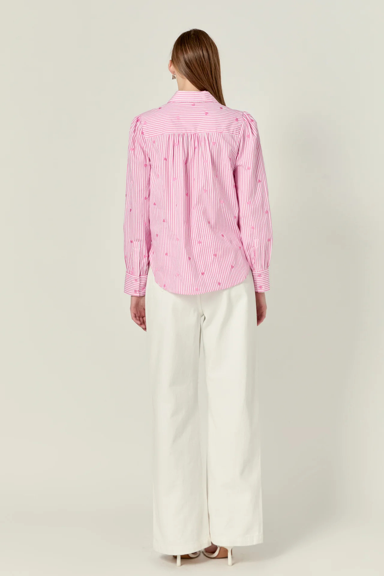 English Factory Heart Embroidery Stripe Shirt