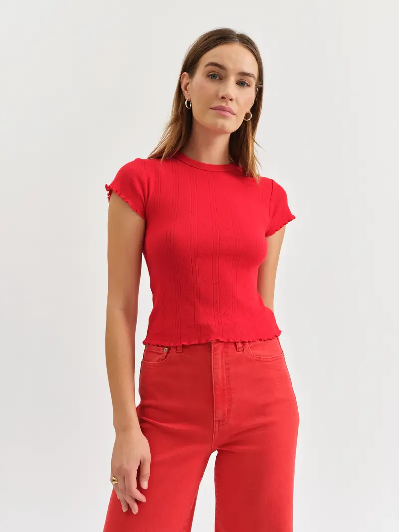 Daze Lily Pointelle Tee
