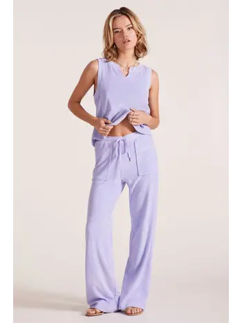 Bobi Wide Leg Drawcord Pant w/Rib