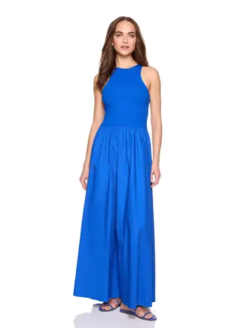 Susana Monaco Poplin Knit Mix Racer Maxi Dress