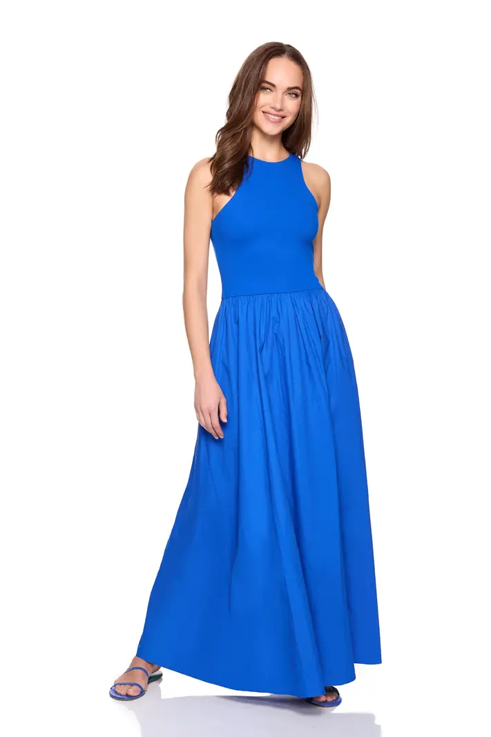 Susana Monaco Poplin Knit Mix Racer Maxi Dress