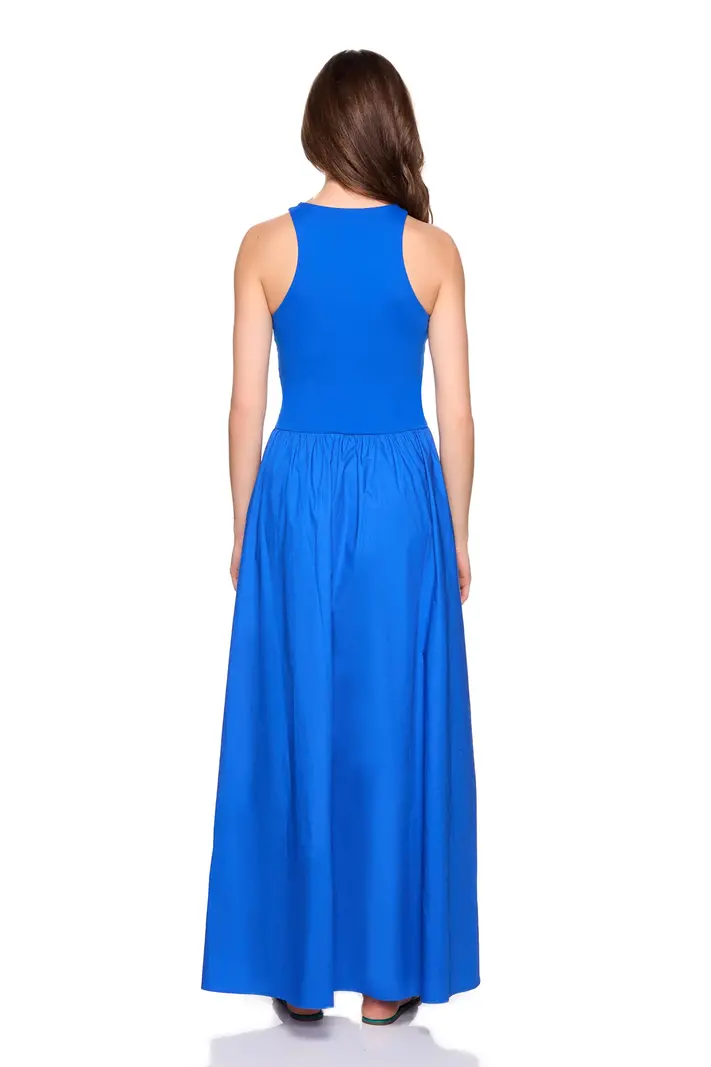Susana Monaco Poplin Knit Mix Racer Maxi Dress