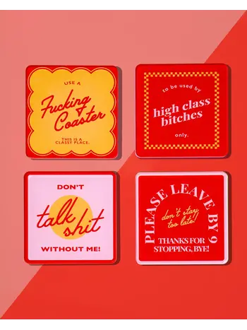 tart BY TAYLOR Snarky Red Set of 4 Coasters