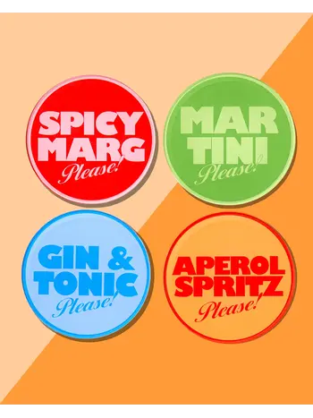 tart BY TAYLOR Drinks On Me Set of 4 Coasters