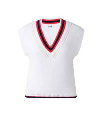 525 Sweaters Wendy Varsity Crochet V-Neck Vest