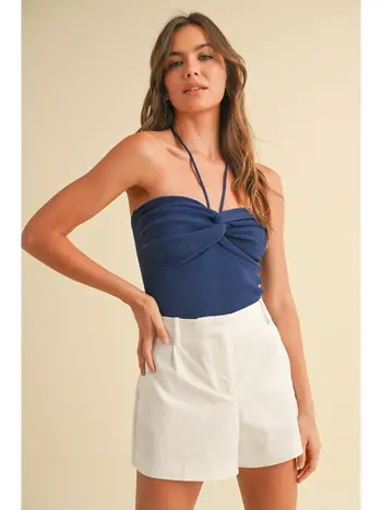 MIOU MUSE Twist Front Halter Top