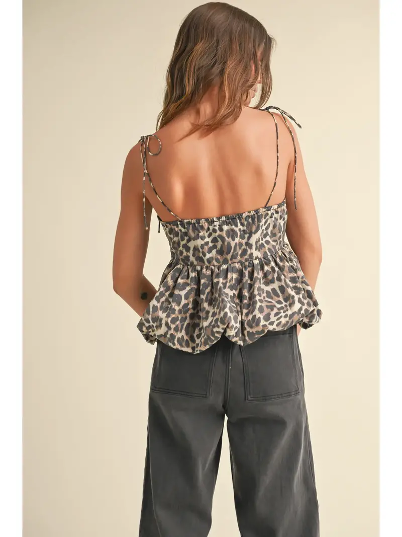 MIOU MUSE Leopard Print Balloon Top