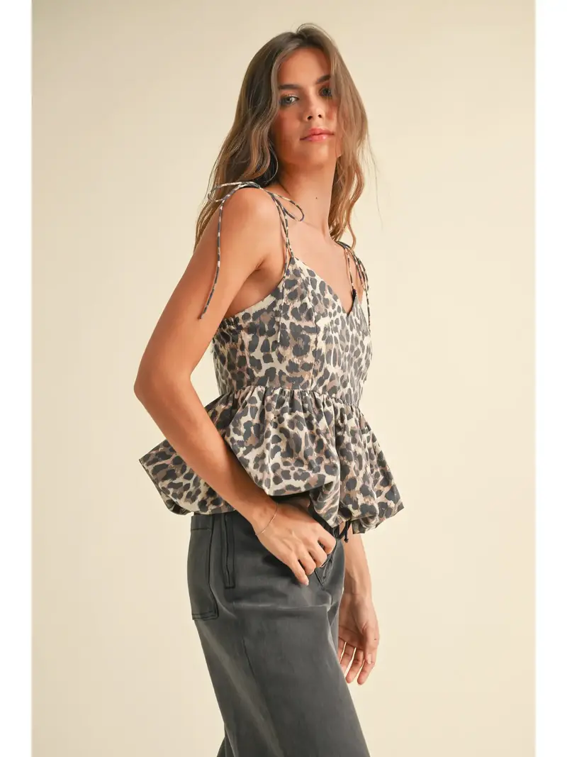 MIOU MUSE Leopard Print Balloon Top