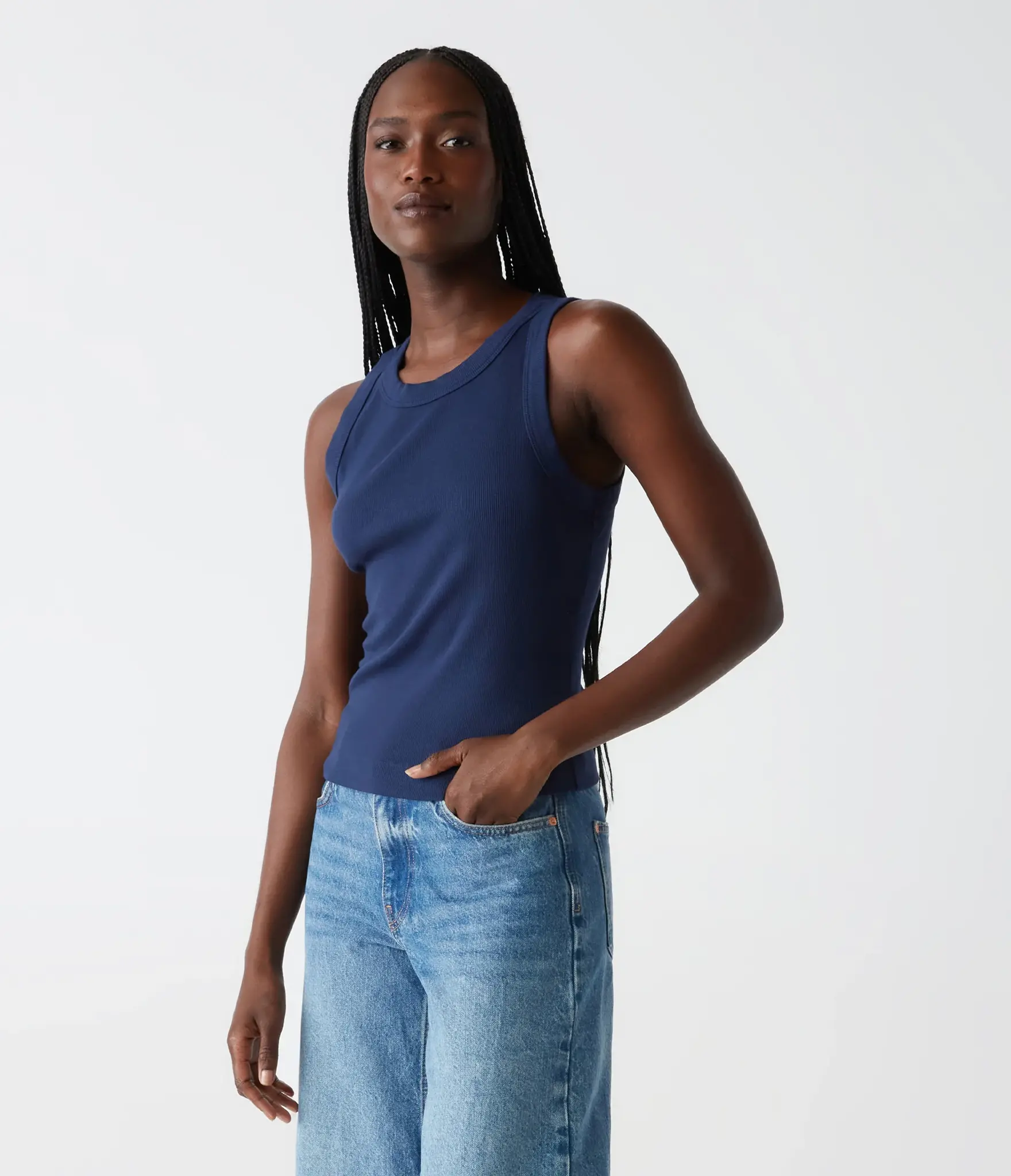 Michael Stars Gina Wide Binding Crop Tank