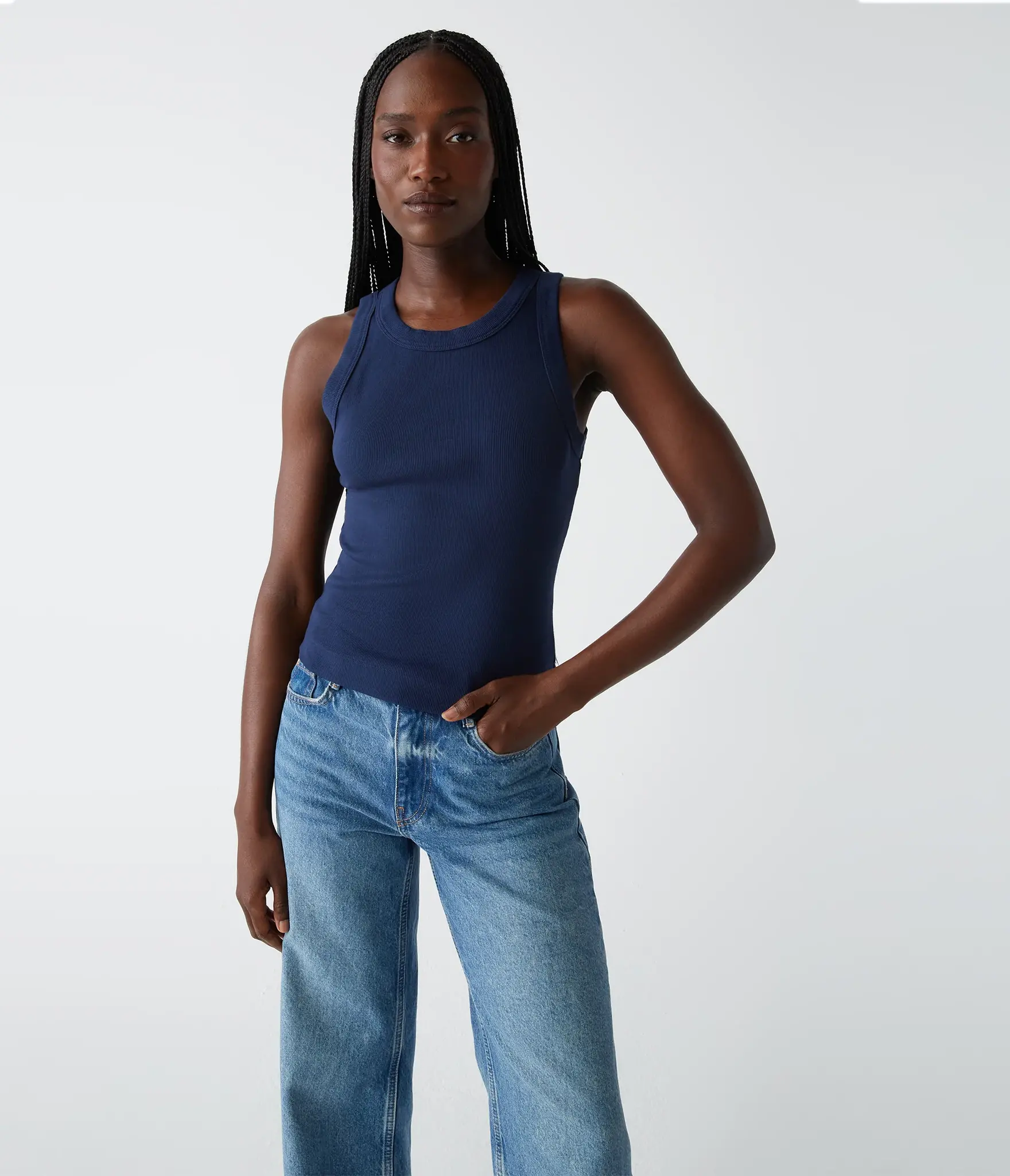 Michael Stars Gina Wide Binding Crop Tank