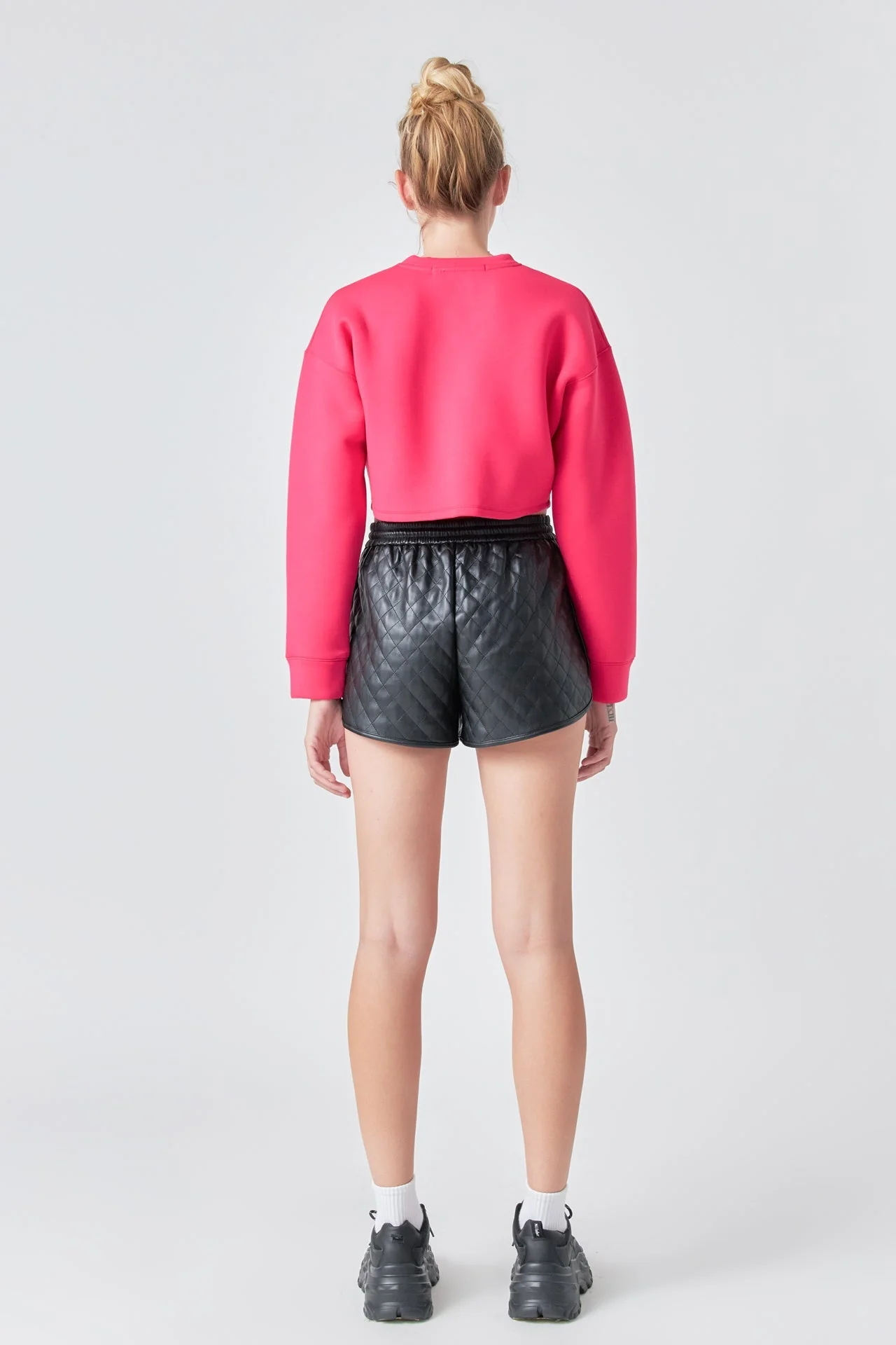 Faux Leather Diamond Stitch Short