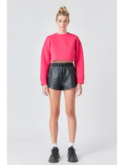 Faux Leather Diamond Stitch Short