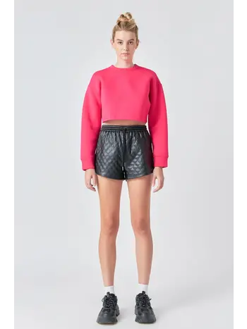 Faux Leather Diamond Stitch Short