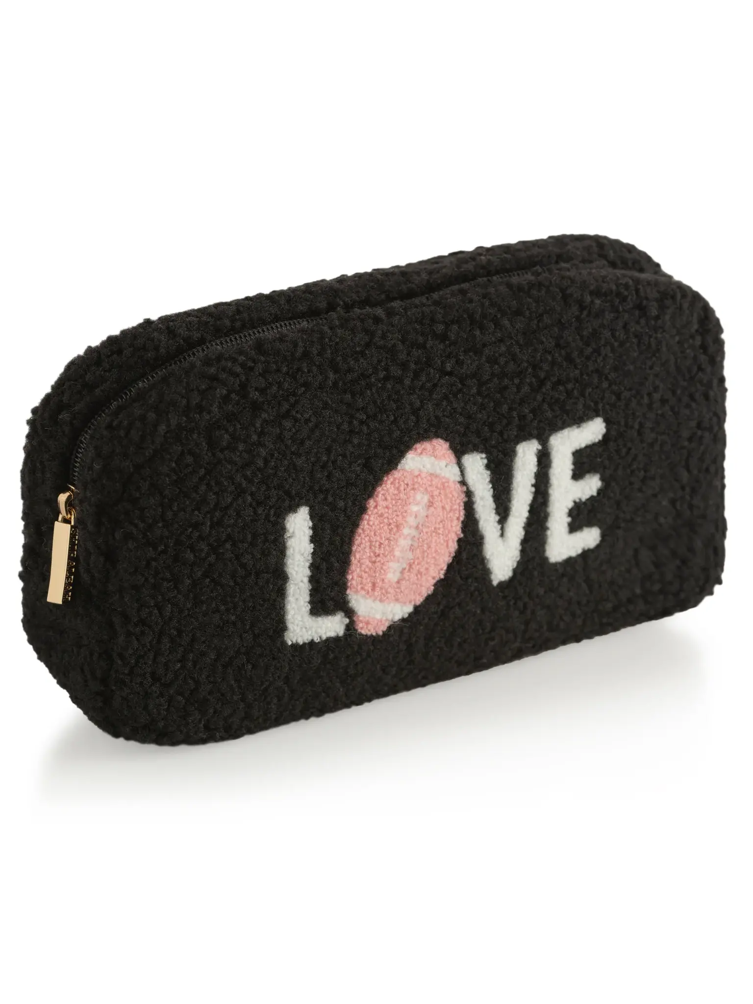 Love Sherpa Zip Pouch-Black