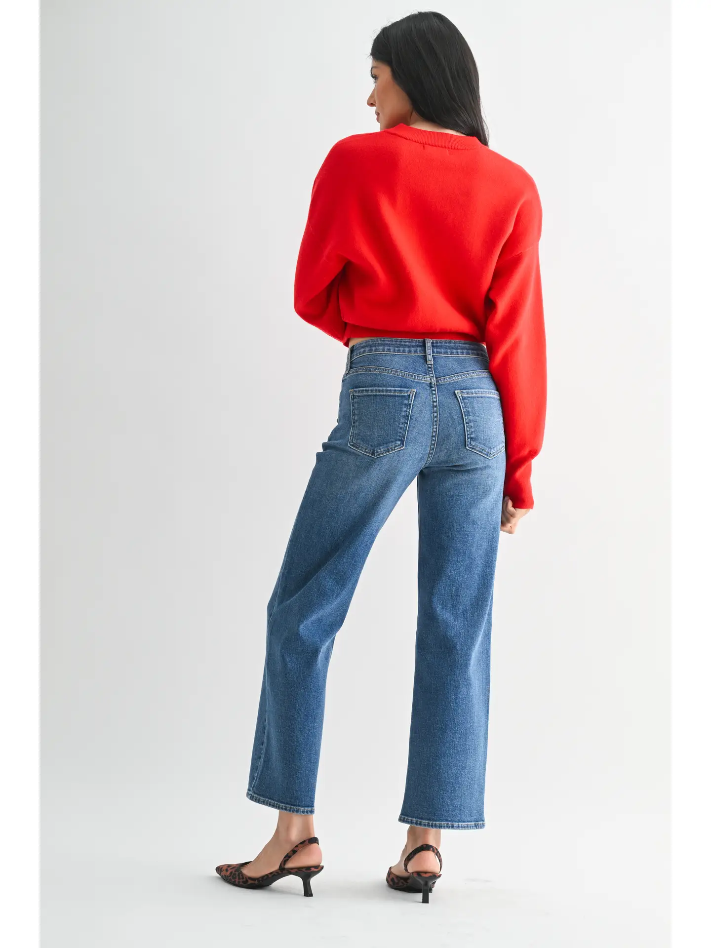 Just Black Denim Mid Rise Slim Wide Leg