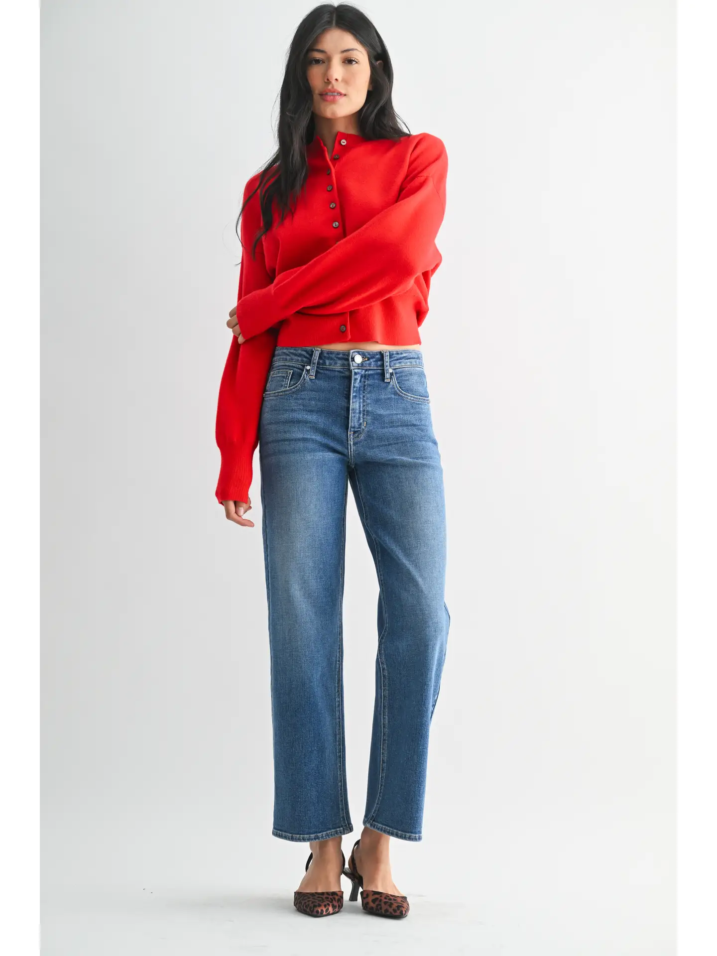 Just Black Denim Mid Rise Slim Wide Leg