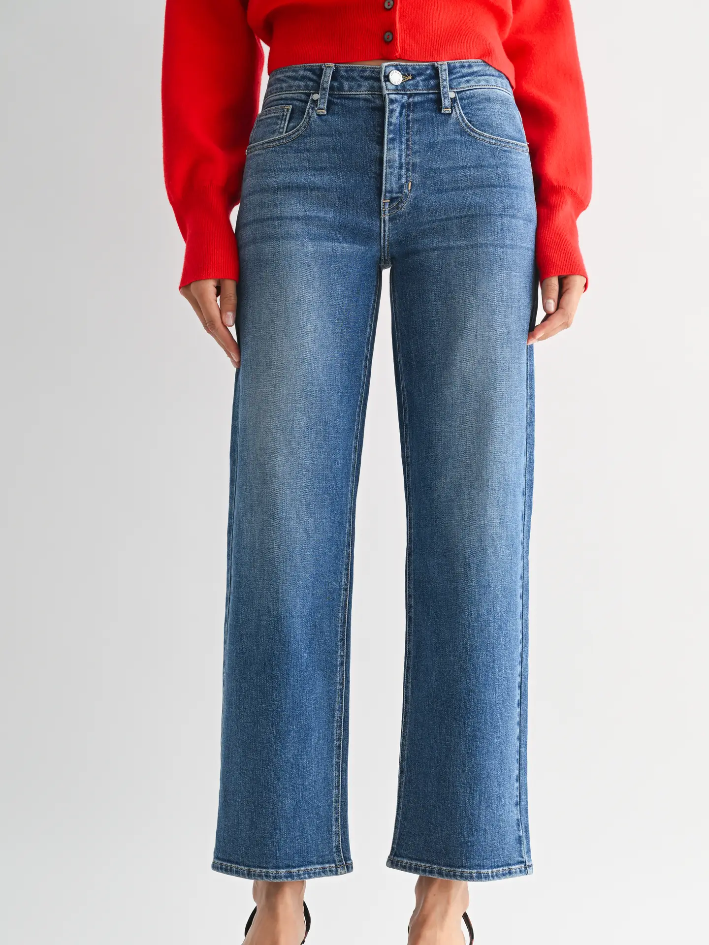 Just Black Denim Mid Rise Slim Wide Leg