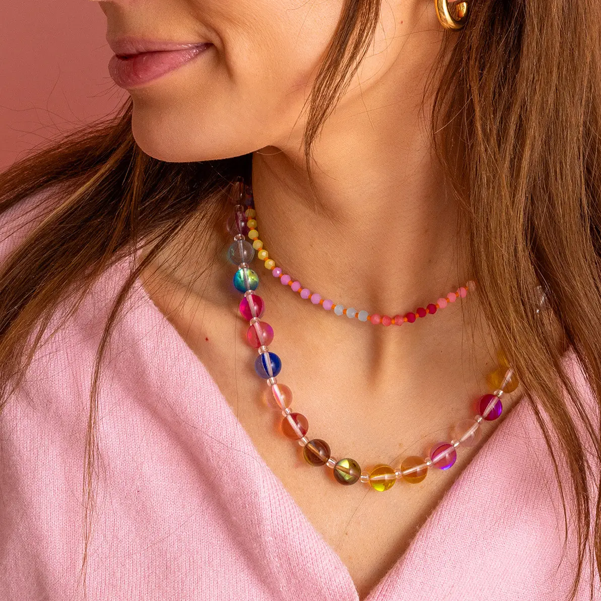 Taylor Elliott Designs Sophie Multi + Clear Beaded Necklace