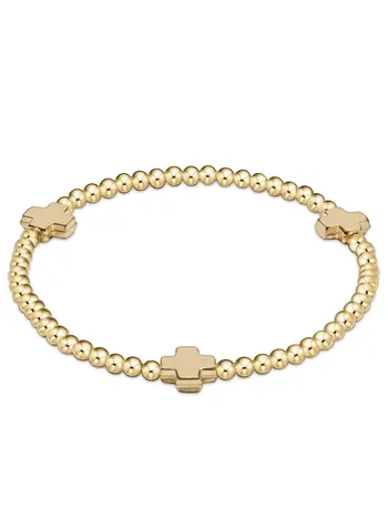 enewton Signature Cross Gold Pattern 3mm Bead Bracelet