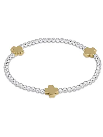 enewton Signature Cross Sterling Mixed Metal Pattern 3mm Bracelet
