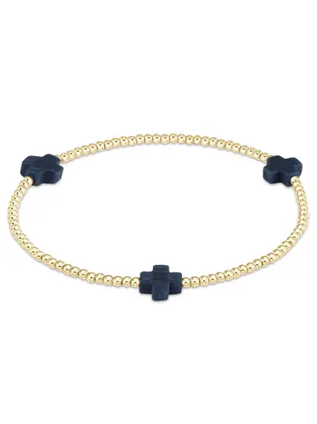 enewton Signature Cross Gold Pattern 2mm Bead Bracelet
