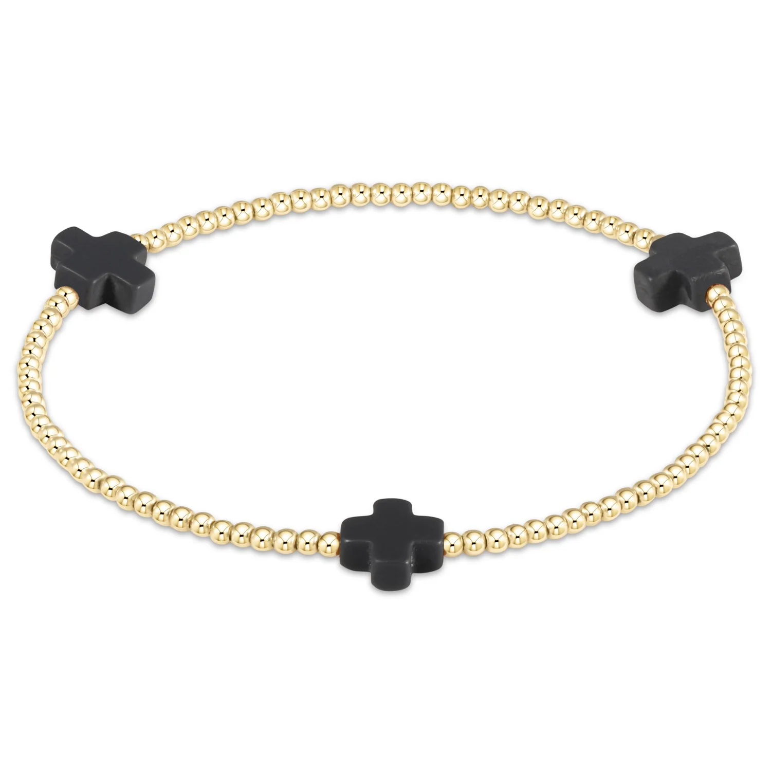enewton Signature Cross Gold Pattern 2mm Bead Bracelet