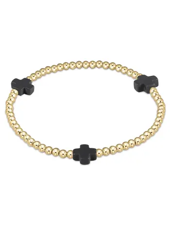 enewton Signature Cross Gold Pattern 3mm Bead Bracelet
