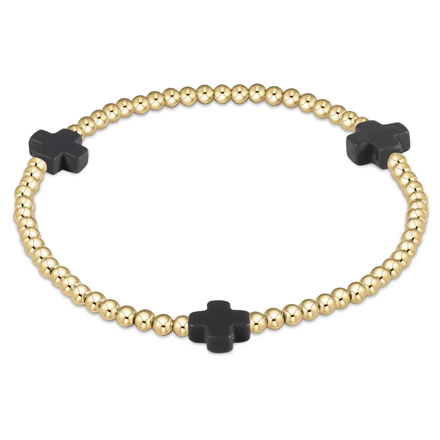 enewton Signature Cross Gold Pattern 3mm Bead Bracelet