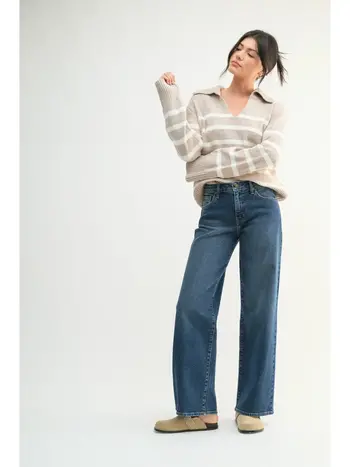 Just Black Denim Mid Rise Slim Wide Leg