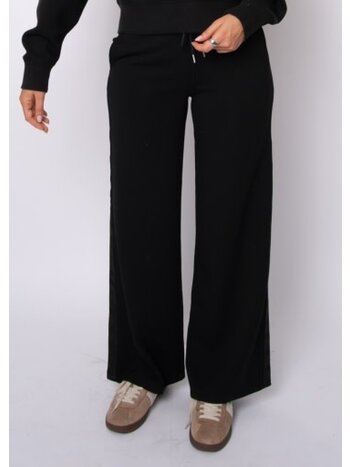 RD STYLE | HEDGE ERIKA SOFT KNIT W/ SATIN TRIM DRAWSTRING PULL ON PANTS-BLACK