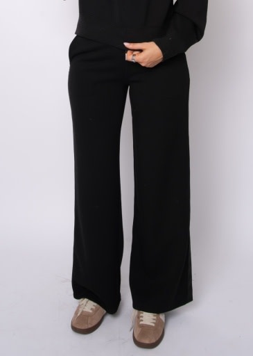 RD STYLE | HEDGE ERIKA SOFT KNIT W/ SATIN TRIM DRAWSTRING PULL ON PANTS-BLACK