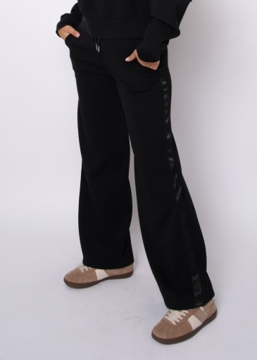 RD STYLE | HEDGE ERIKA SOFT KNIT W/ SATIN TRIM DRAWSTRING PULL ON PANTS-BLACK