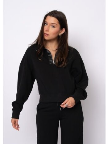 RD STYLE | HEDGE MAILYN SOFT KNIT W/ SATIN TRIM LS MOCK HALF ZIP TOP
