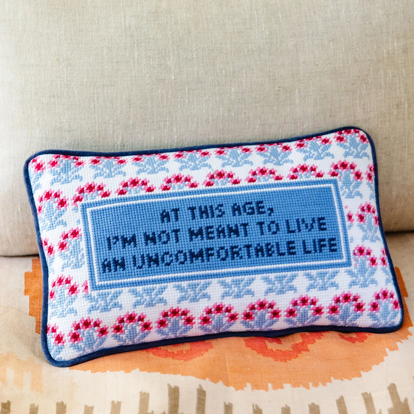 Uncomfortable Needlepoint Pillow