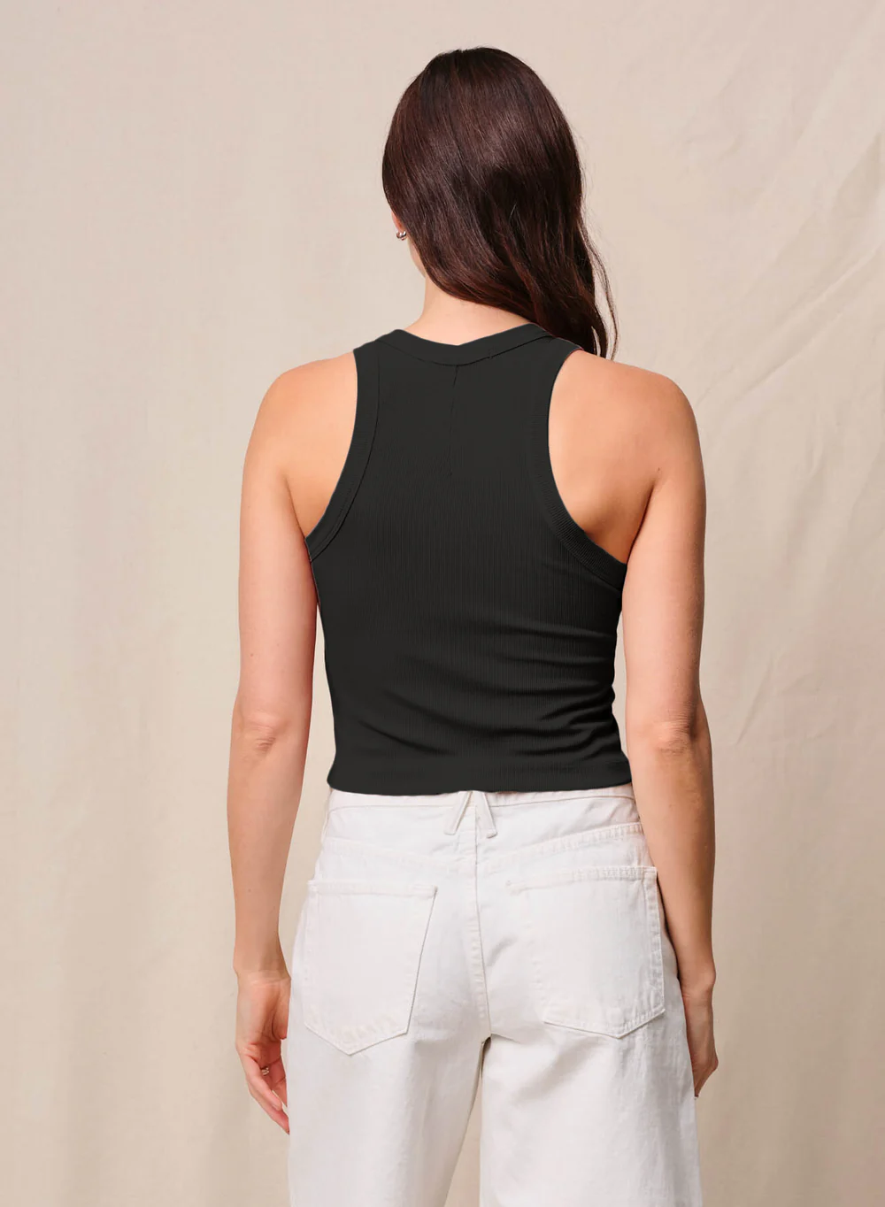 Stateside 2x1 Fine Rib Cropped High Neck Tank