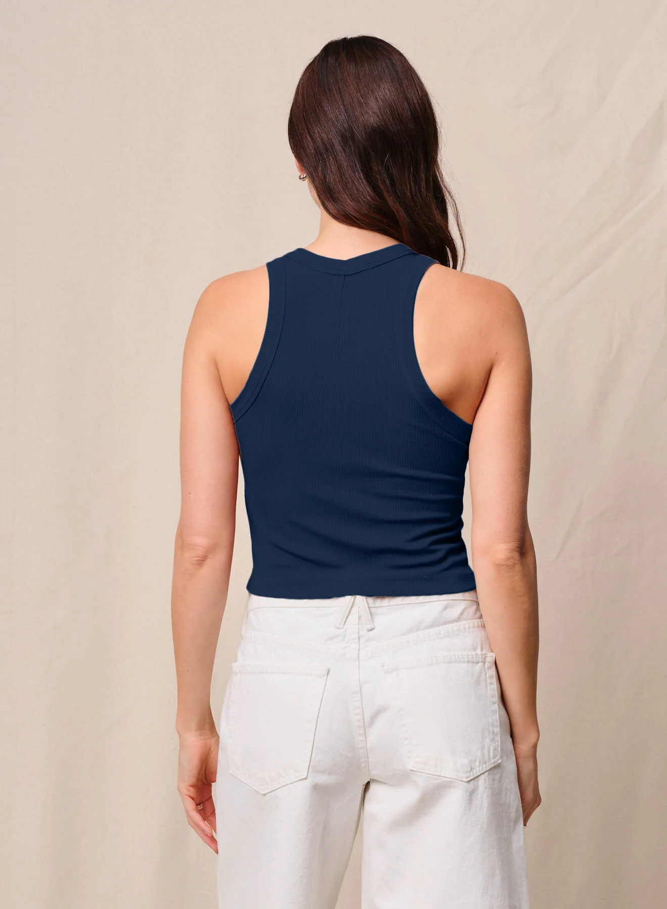 Stateside 2x1 Fine Rib Cropped High Neck Tank