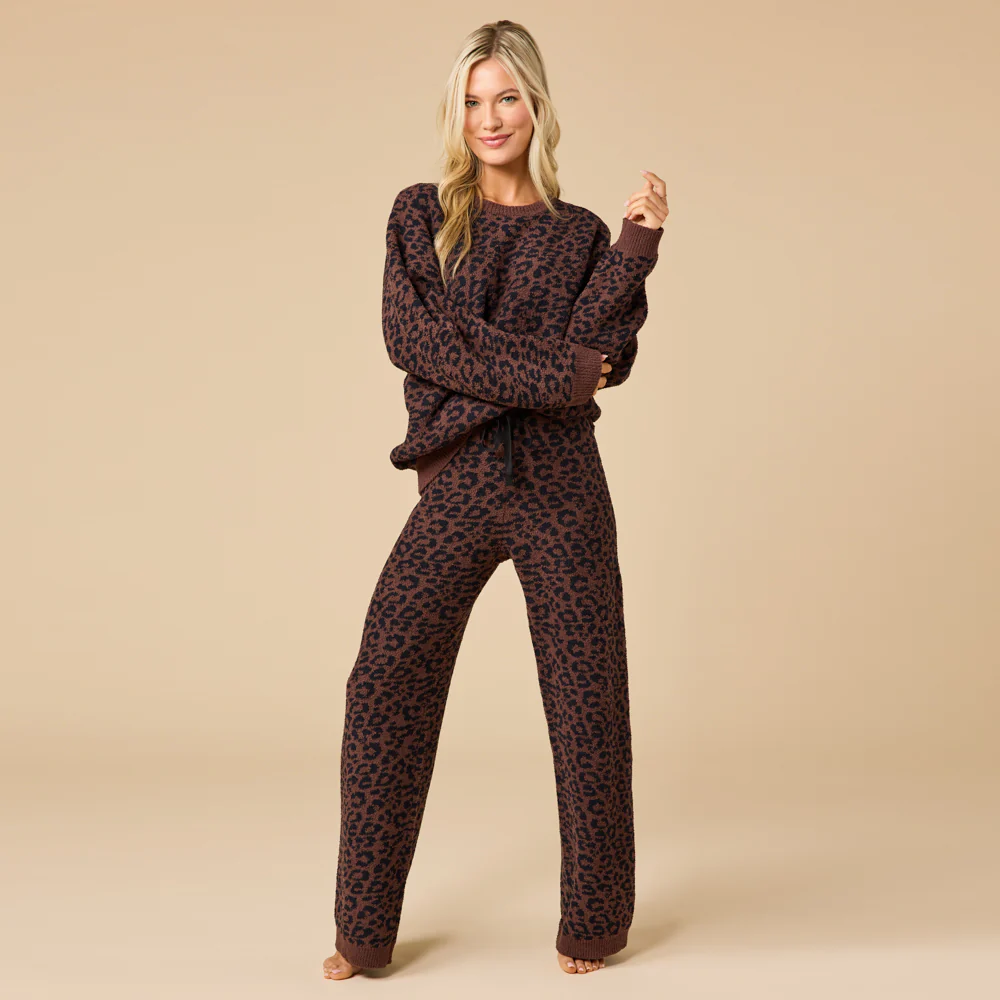 Softies Marshmallow Leopard Print Crewneck Lounge Set