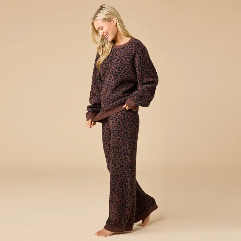 Softies Marshmallow Leopard Print Crewneck Lounge Set
