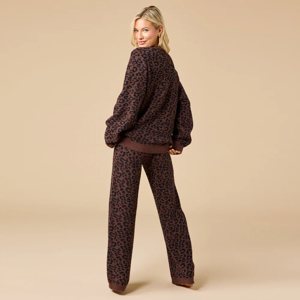 Softies Marshmallow Leopard Print Crewneck Lounge Set