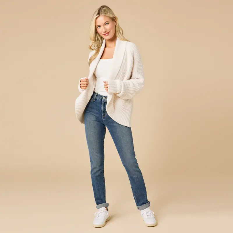 Softies Waffle Marshmallow Cocoon Cardigan